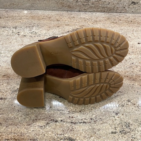 Clarks Clarkwell Hall British Tan Suede Heeled Bootie - Picture 4 of 14